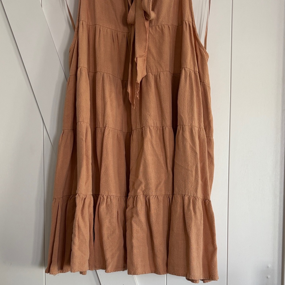Mable Ruffled Tan Mini Dress. - Picture 7 of 7